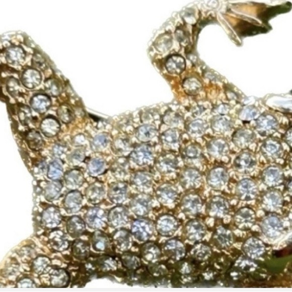 Vintage CHRISTIAN DIOR Gold Tone Swarovski Crystal encrusted pave Frog Brooch - Picture 11 of 11